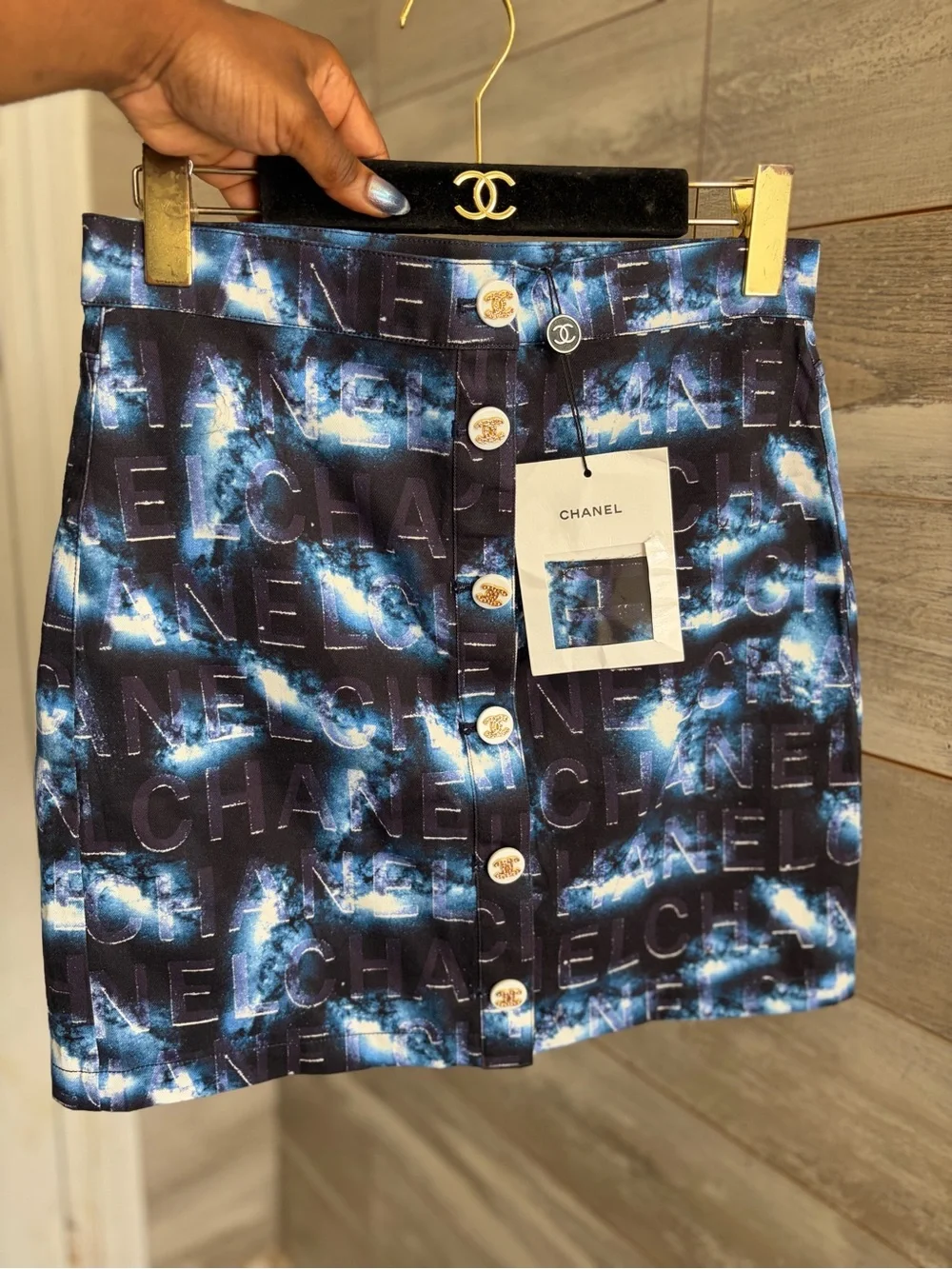 CC Graphic Cropped Logo Button Jacket w/ matching skirt set
